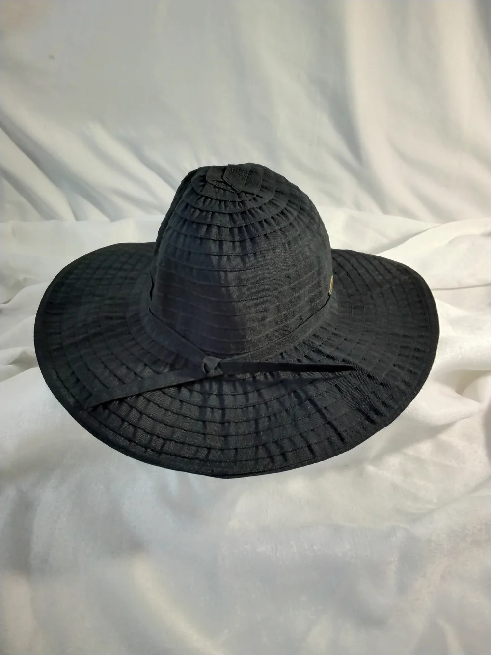 Panama Jack Black Wide-Brim Sun Hat with Decorative Band